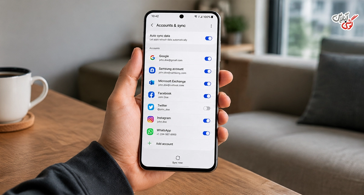 تصویری مرتبط با بخش Accounts & sync (حساب‌ها و همگام‌سازی) گوشی شیائومی و تنظیم Sync مخاطبین حساب Google.