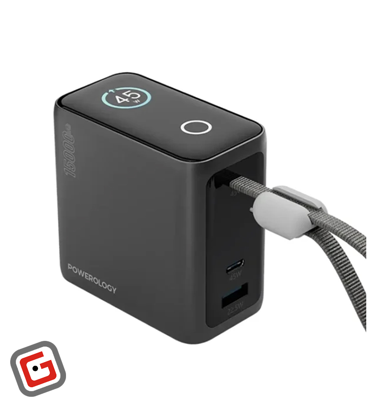پاوربانک 45 وات پاورولوژی مدل PPBCHA60_PP060 ظرفیت 15000 میلی آمپر ساعت