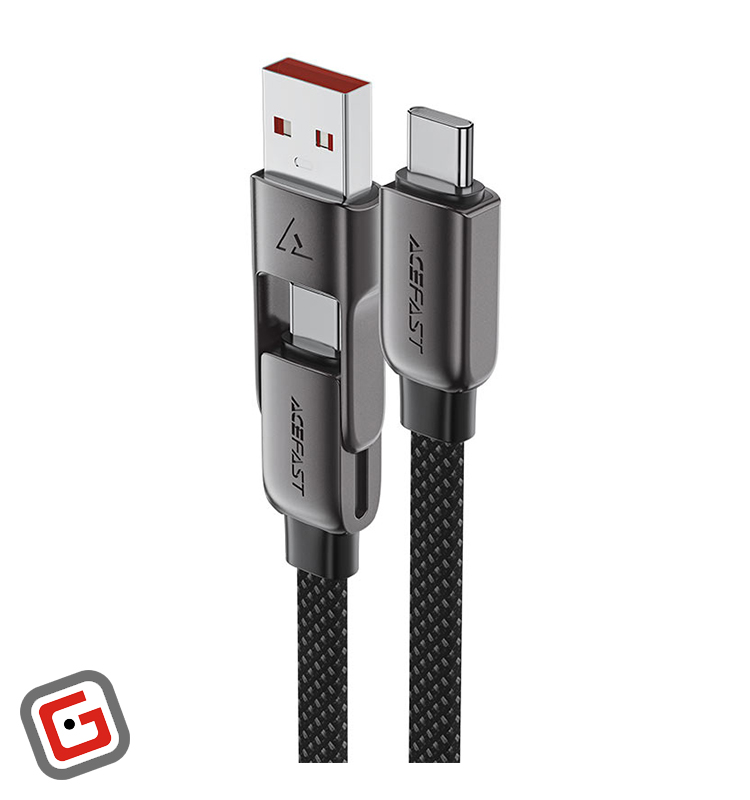 کابل شارژ USB-A و USB-C به USB-C ایس فست مدل C13-04 توان ۶۰ وات