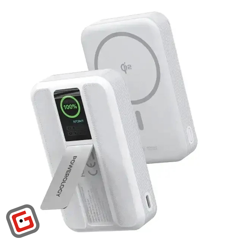 پاوربانک وایرلس پاورولوژی مدل PPB20910WH ظرفیت 10000 میلی آمپر ساعت