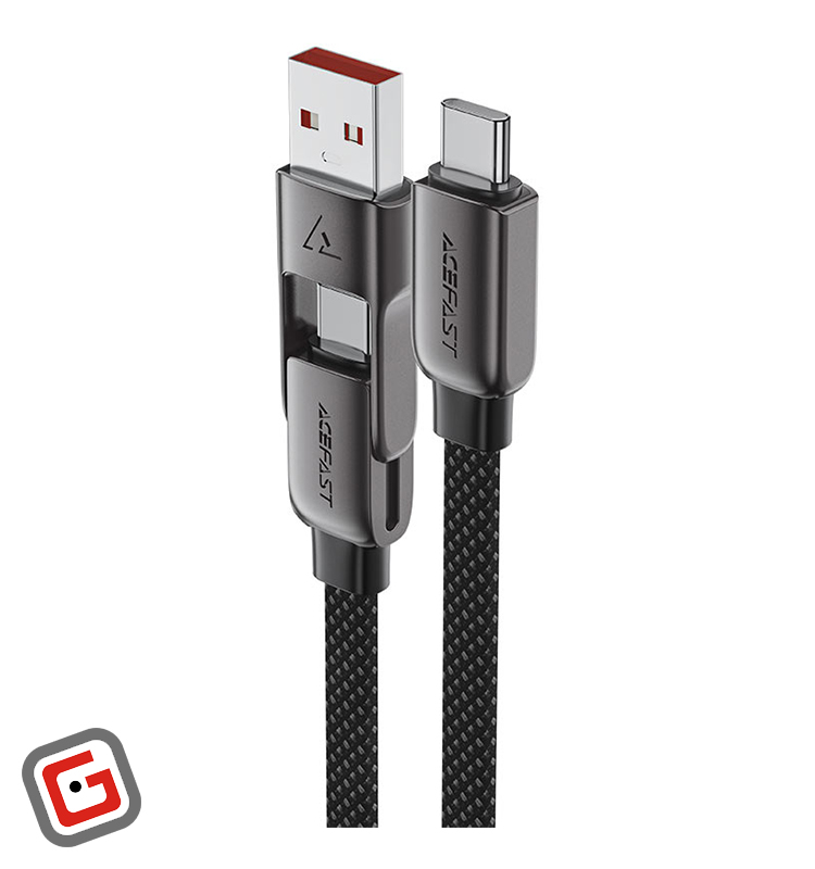 کابل شارژ USB-A و USB-C به USB-C ایس فست مدل C13-05 توان ۶۰ وات